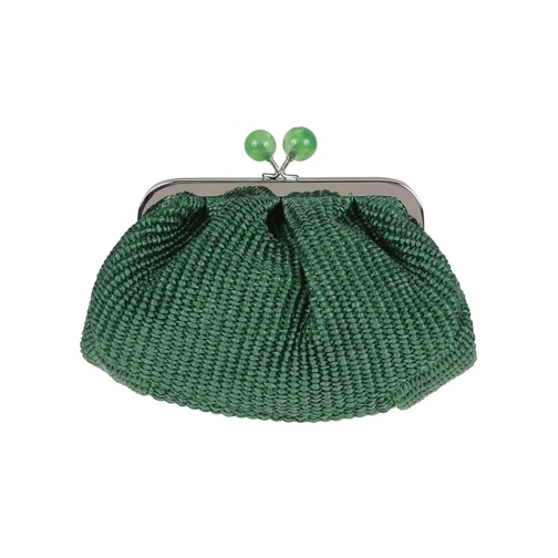 WEEKEND Max Mara Pochette Small Raffia Effect Pasticcino Bag With Pleated De Green