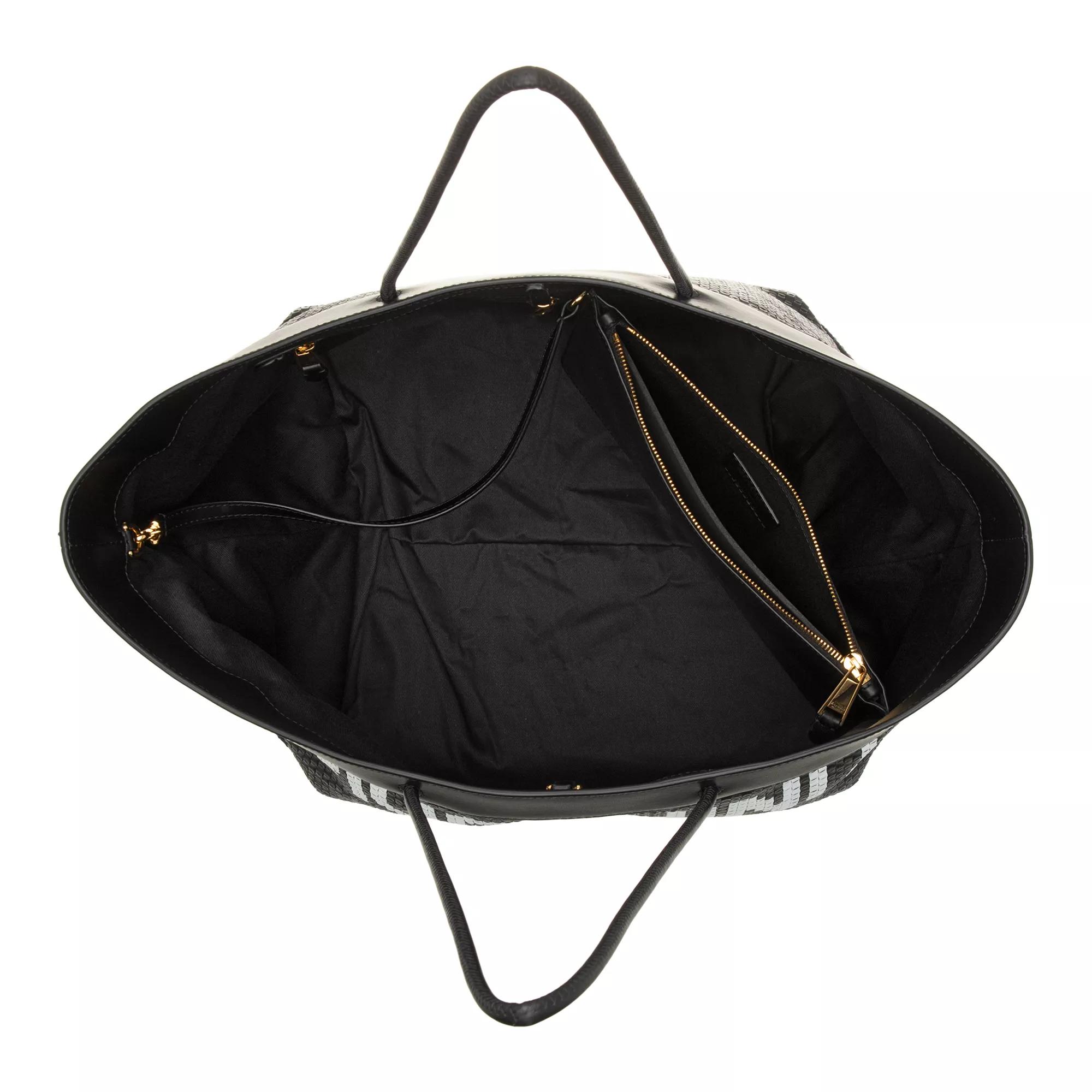 Moschino Shoppers Black & White Shoulder Bag in zwart