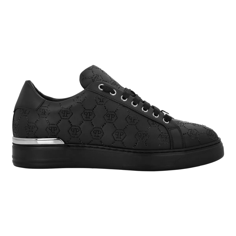 Philipp Plein Low-Top-Sneaker Lo-Top Turnschuhe Monogram Embellished schwarz(Image 3)