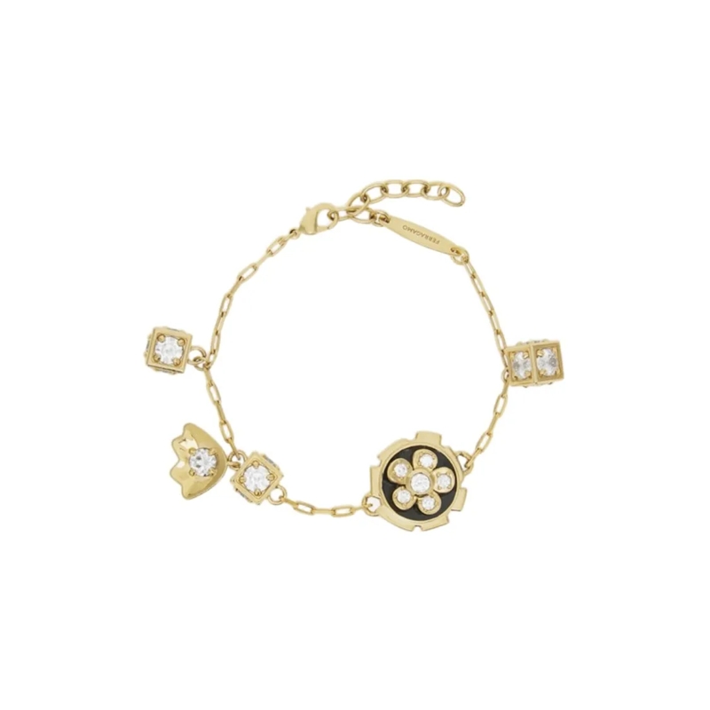Salvatore Ferragamo Armband Gold-Plated Charm Bracelet With Hanging Crystals Not Applicable