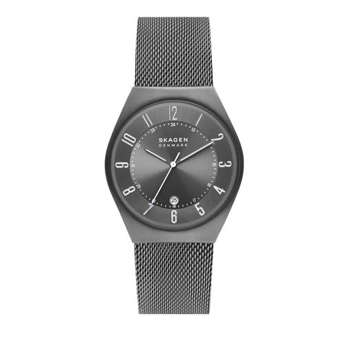Skagen Grenen Three-Hand Date Charcoal Stainless Steel Me Grey Quartz Watch