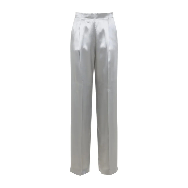 Alberta Ferretti  High-Waisted Silver Trousers With Tailored Fit Grey