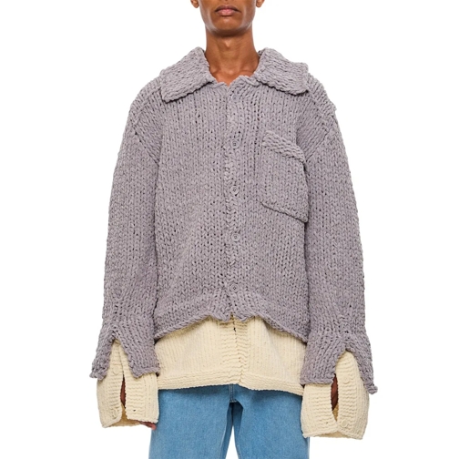 J.W.Anderson Hand Knit Layered Overshirt Grey Vest