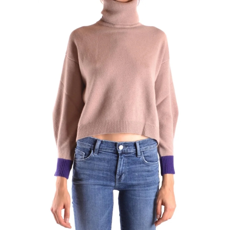 Pinko Rollkragenpullover Cropped Cashmere Sweater With High Turtleneck Pink