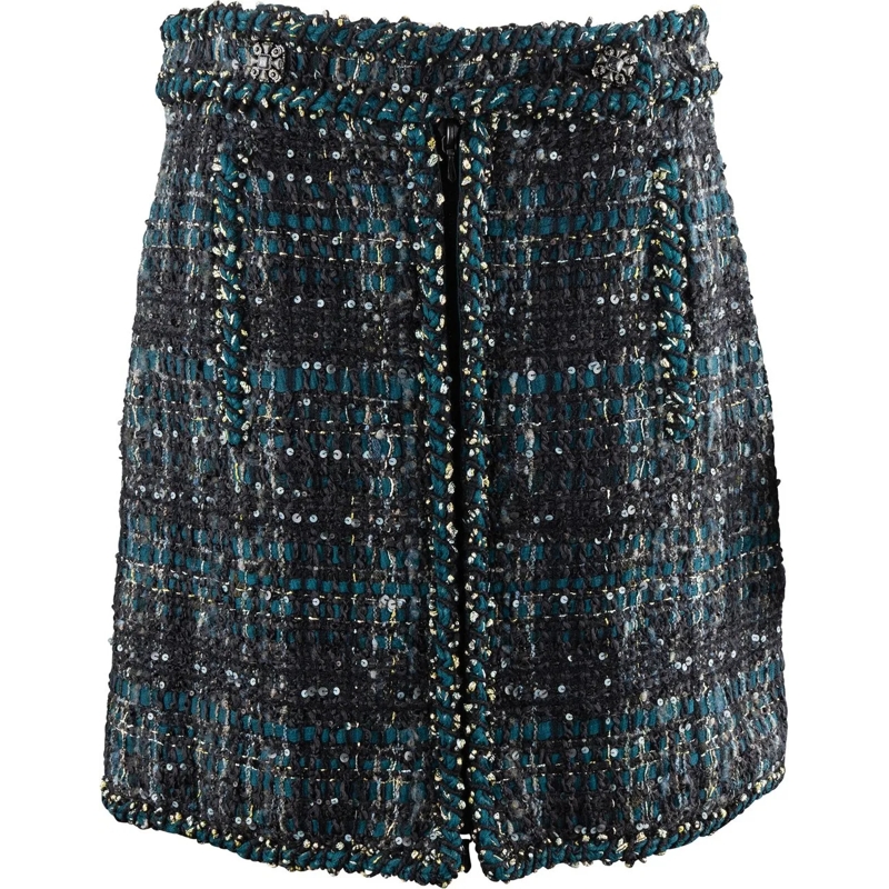 Chanel Midirock Chanel Multicolor Tweed Skirt (D38 / FR40) grün