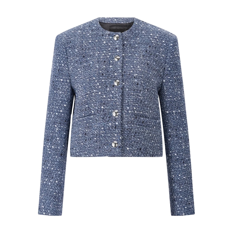 Anine Bing Overgangsjas Jacke Amber in Tweed-Optik Blau