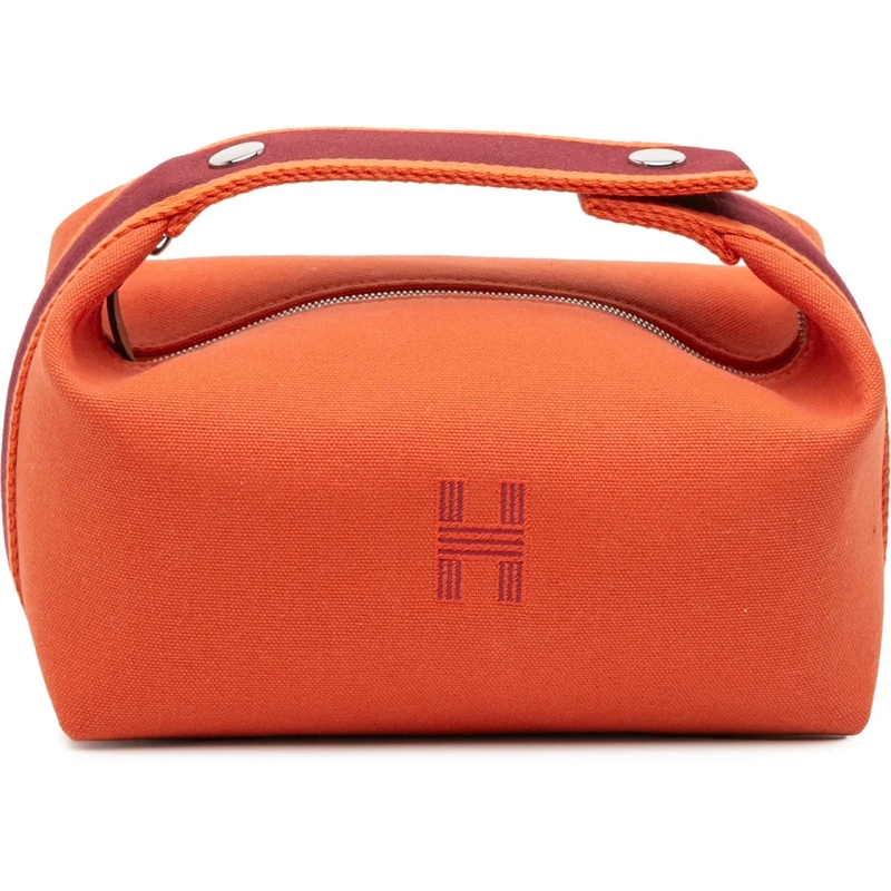 Hermès Nécessaire Small Toile Bride A Brac Case orange