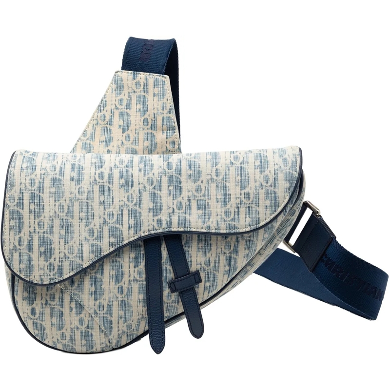 Christian Dior Schultertasche Kasuri Oblique Canvas Saddle Crossbody blau