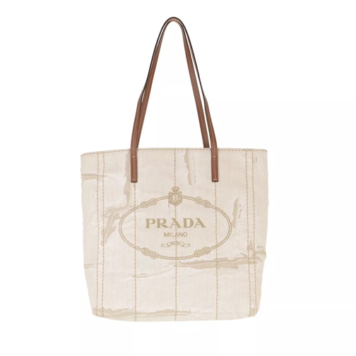 Prada Printed Medium Tote Bag Naturale Cognac Rymlig shoppingväska