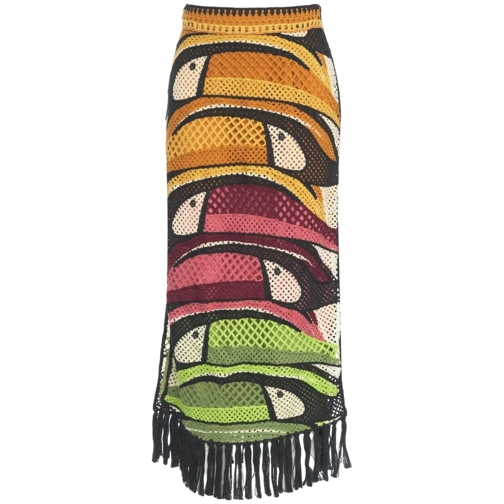 Farm Rio Jupes midi Crochet maxiskirt with fringes mehrfarbig