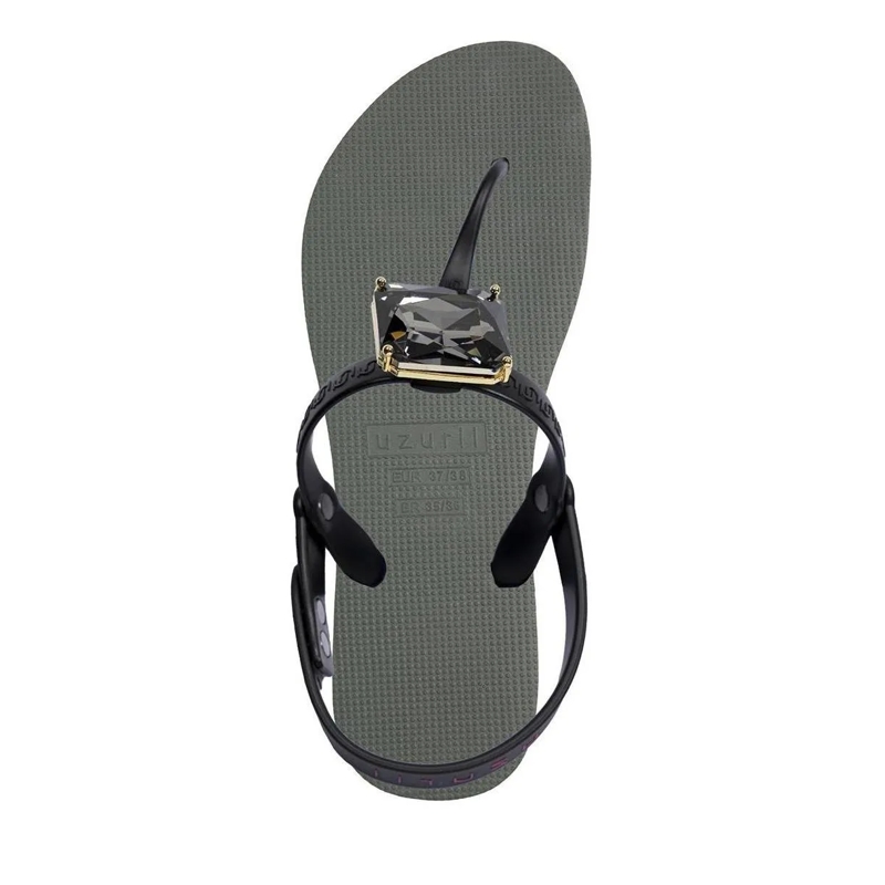 UZURII Flip Flops Zehentrenner Selena Diamond Silver dunkel-grün(Image 3)