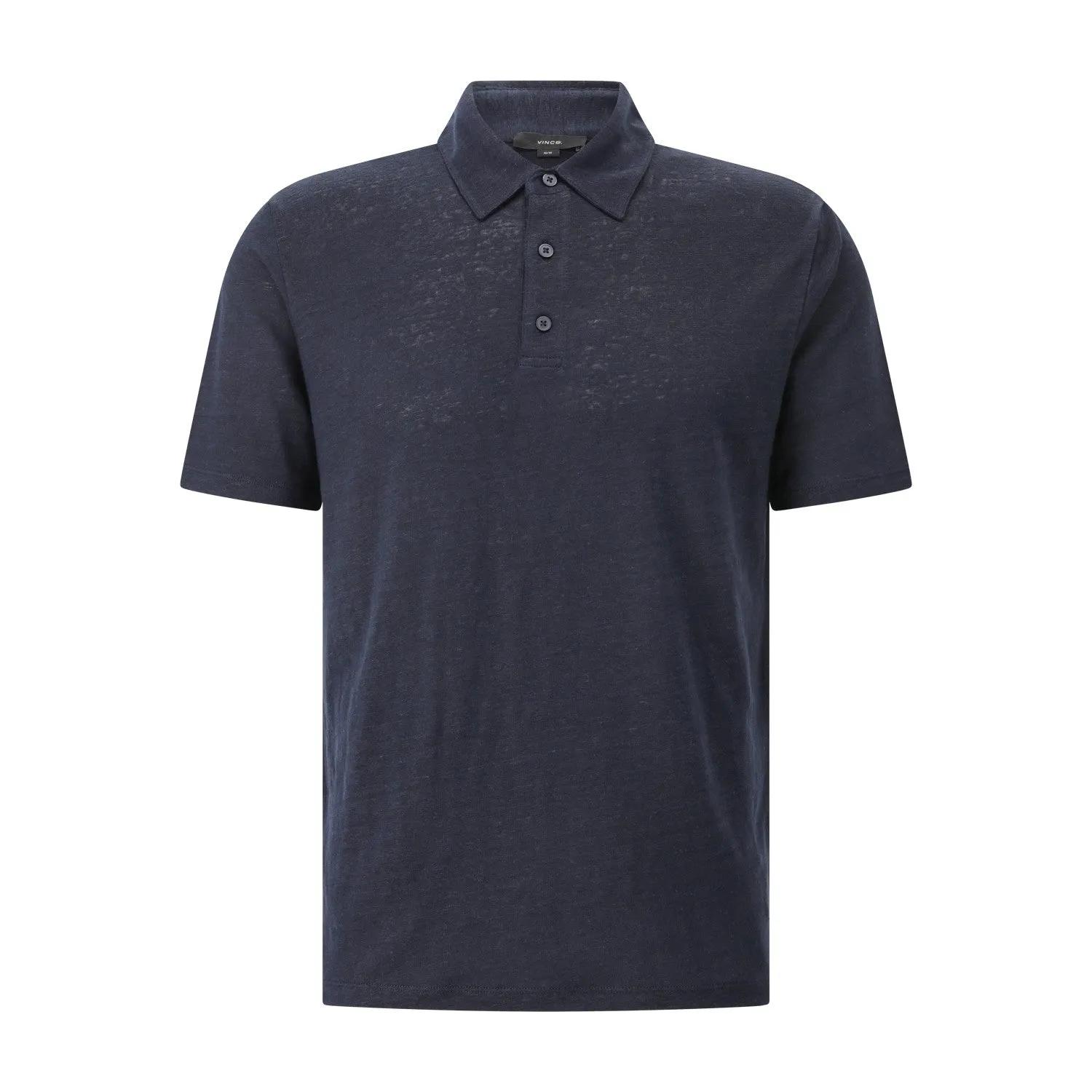 Thumbnail - Vince - Polo-Shirt aus Leinen - Größe M - blau