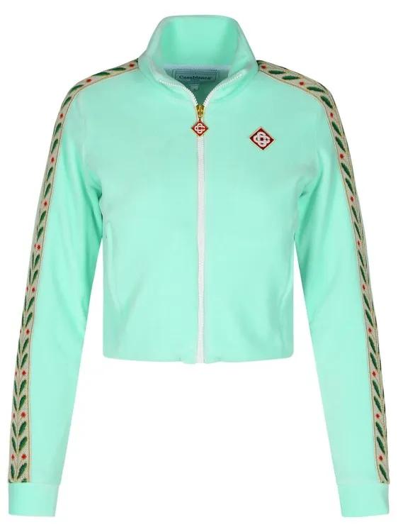 Casablanca - Track Laurel%27 Light Green Cotton Blend Sweatshirt - Größe XS - grün