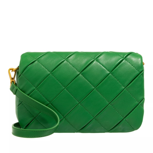 LES VISIONNAIRES Mila Weave Emerald Green Crossbody Bag