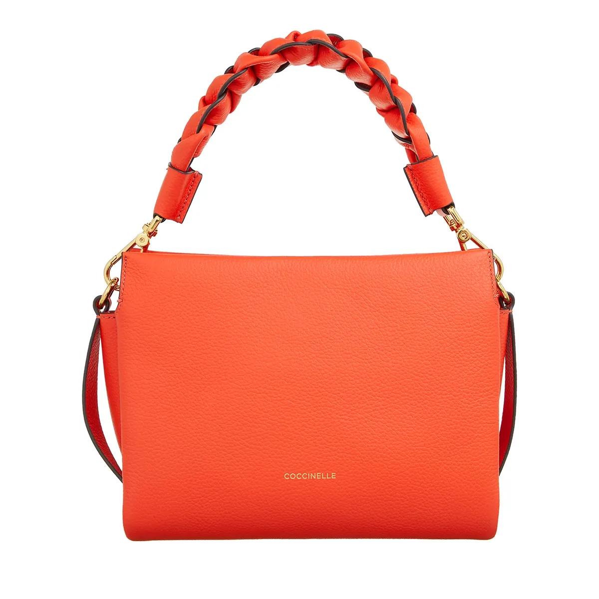 Coccinelle Oranje Pebbled Leren Schoudertas Orange Dames