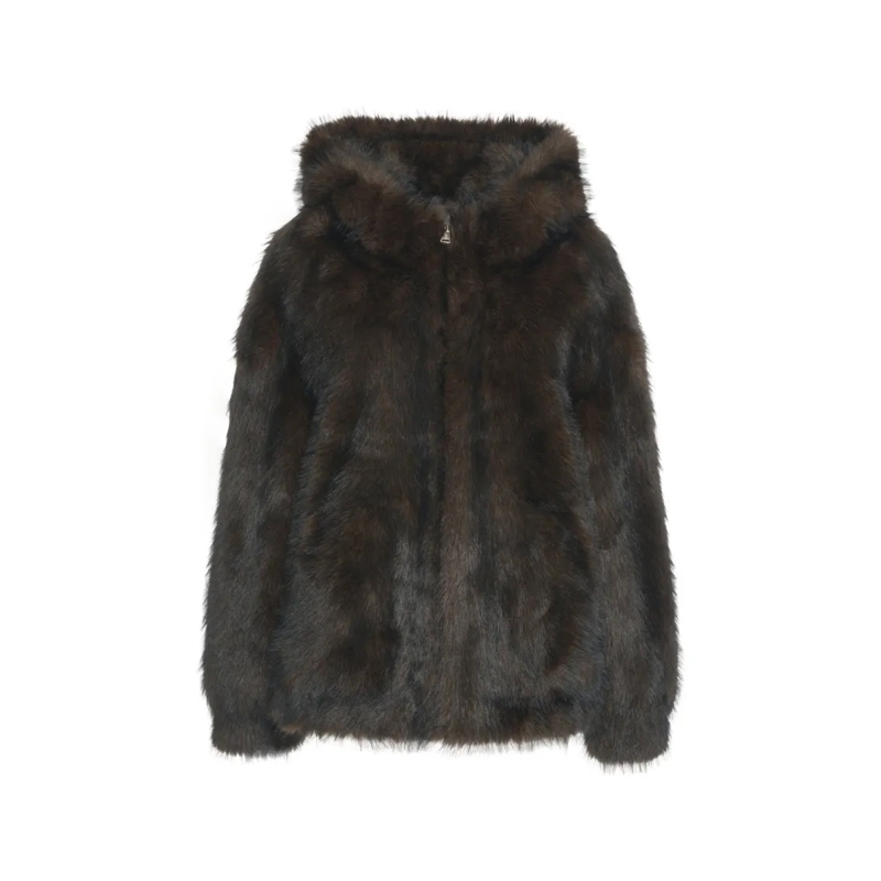 Bully Veste en shearling Faux Fur Hooded Jacket Black