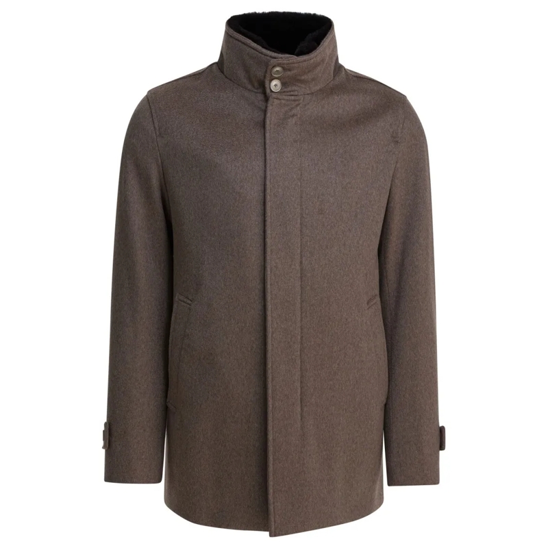 Herno  Sophisticated Cashmere Coat With Adjustable Cuffs Brown