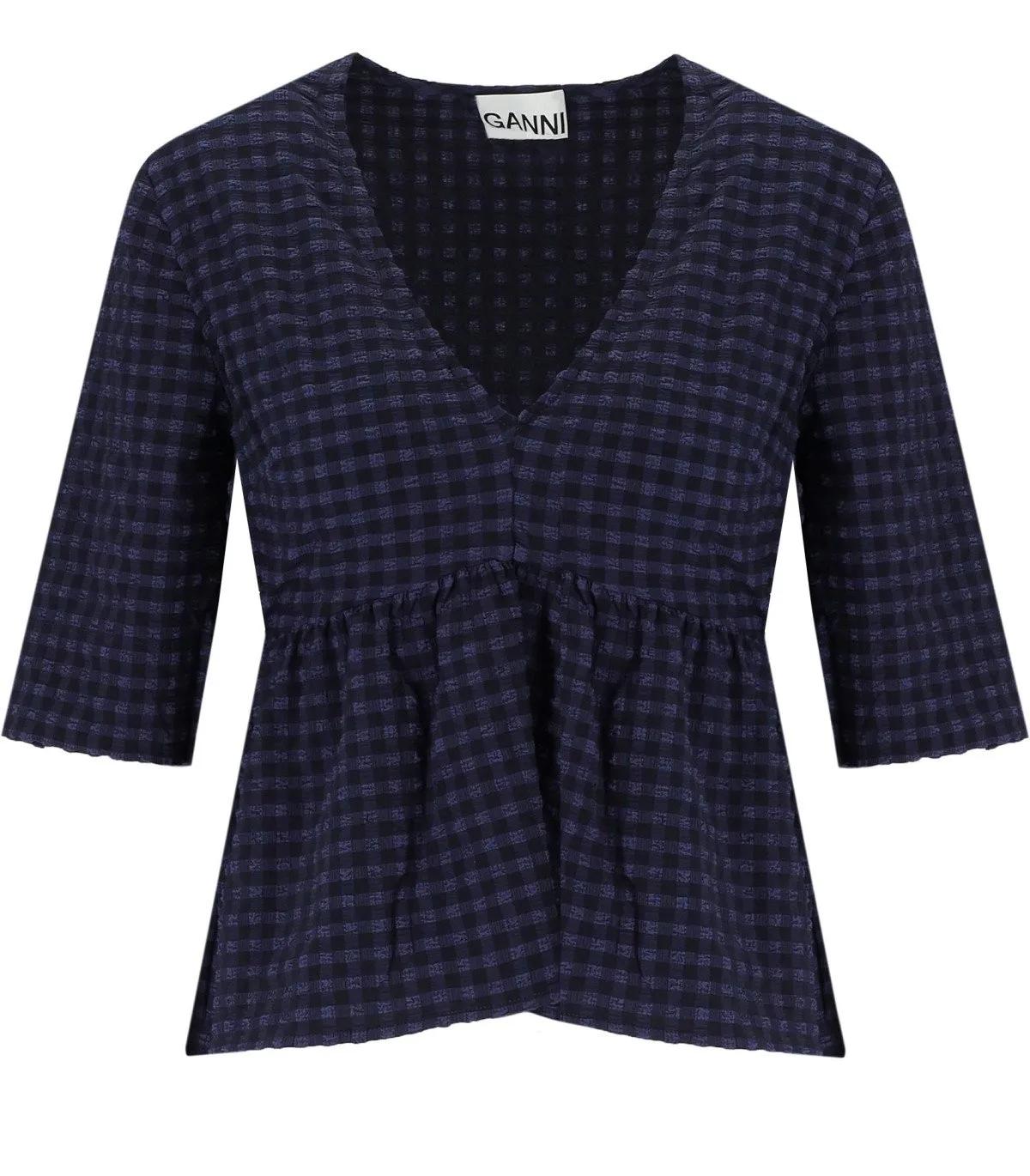 GANNI - GANNI BLAUE PEPLUM BLUSE - Größe S - blau