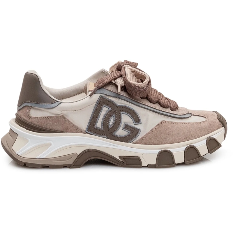 Dolce&Gabbana Low-Top-Sneaker Sneaker Bassa con Inserti e Maxi Logo Laterale taupe