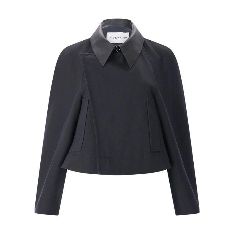 Givenchy Übergangsjacke Jacke mit Lederkragen dunkelblau