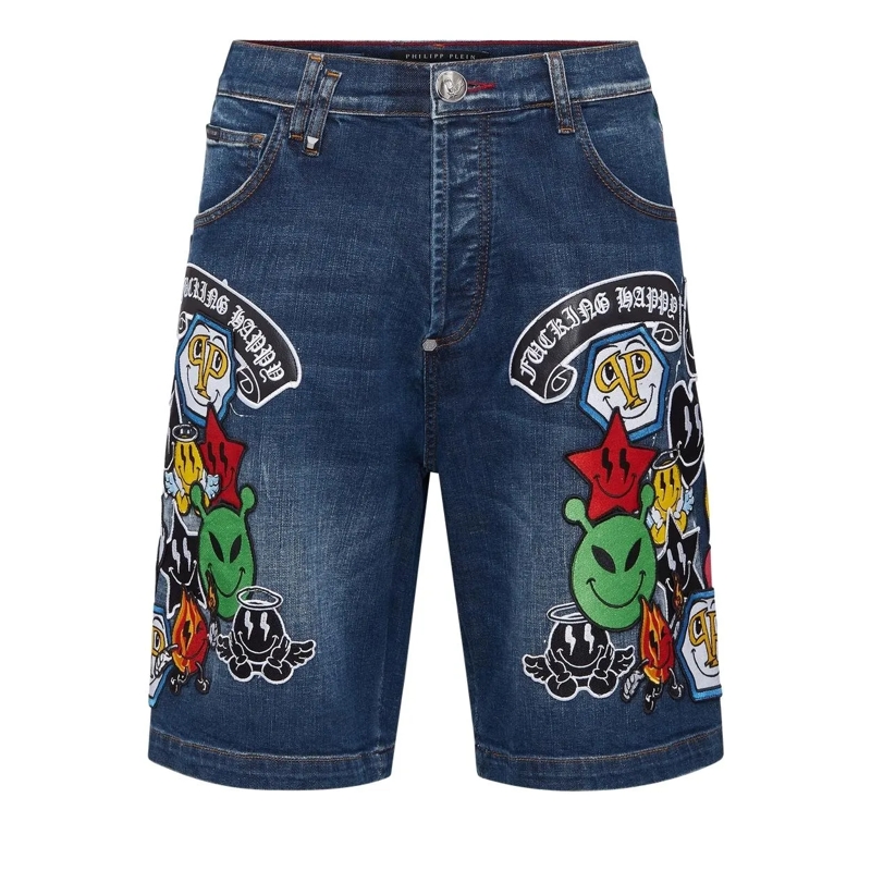 Philipp Plein Shorts Jeansshorts Smile blau