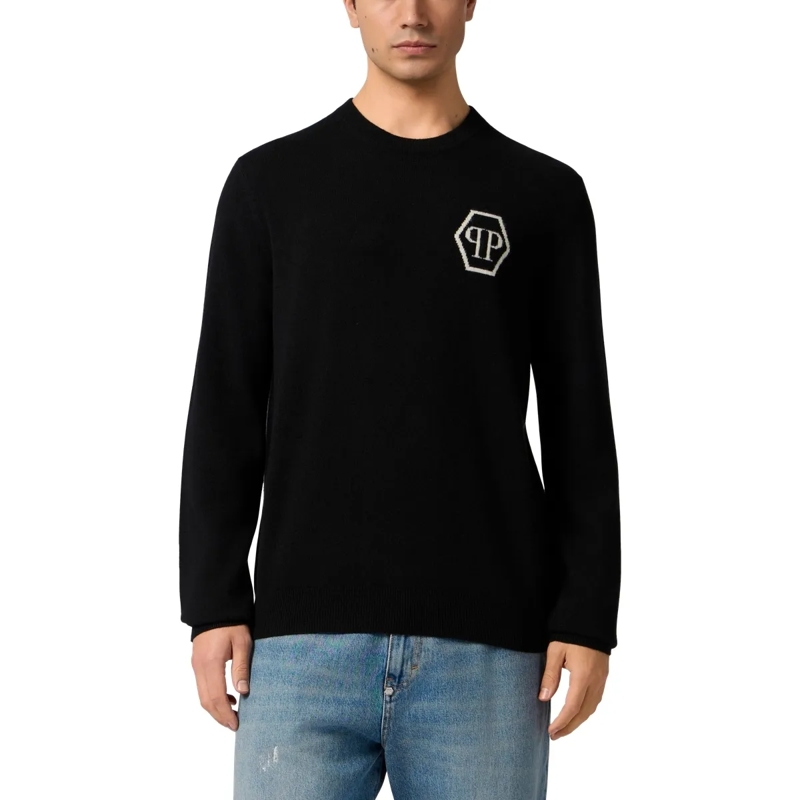 Philipp Plein  Cashmere Roundneck Pullover Jacquard Hexagon schwarz(Image 3)