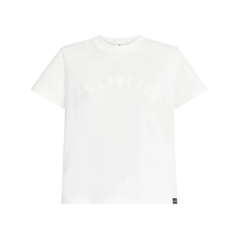 Courrèges T-shirt Logo-Print Cotton T-Shirt With Iconic Branding White