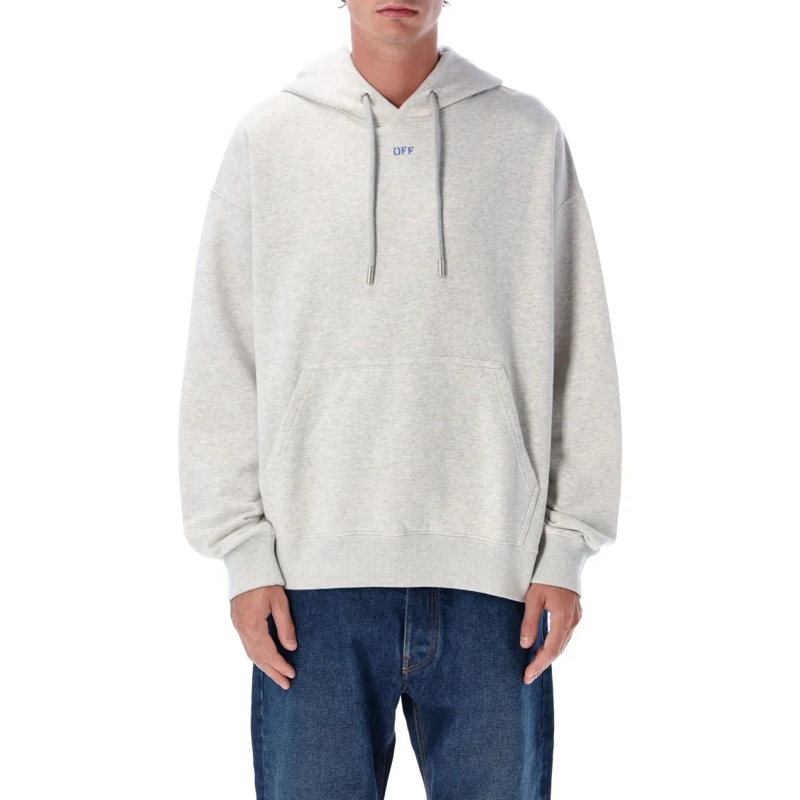 Off-White  Stencil Arrow Cotton Skate Hoodie White