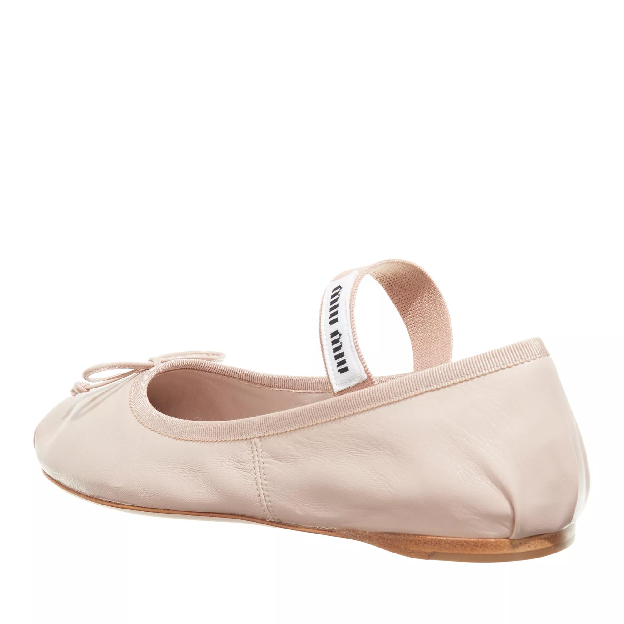 Miu Miu Street Style Logo Ballet Shoes Beige | Ballerina