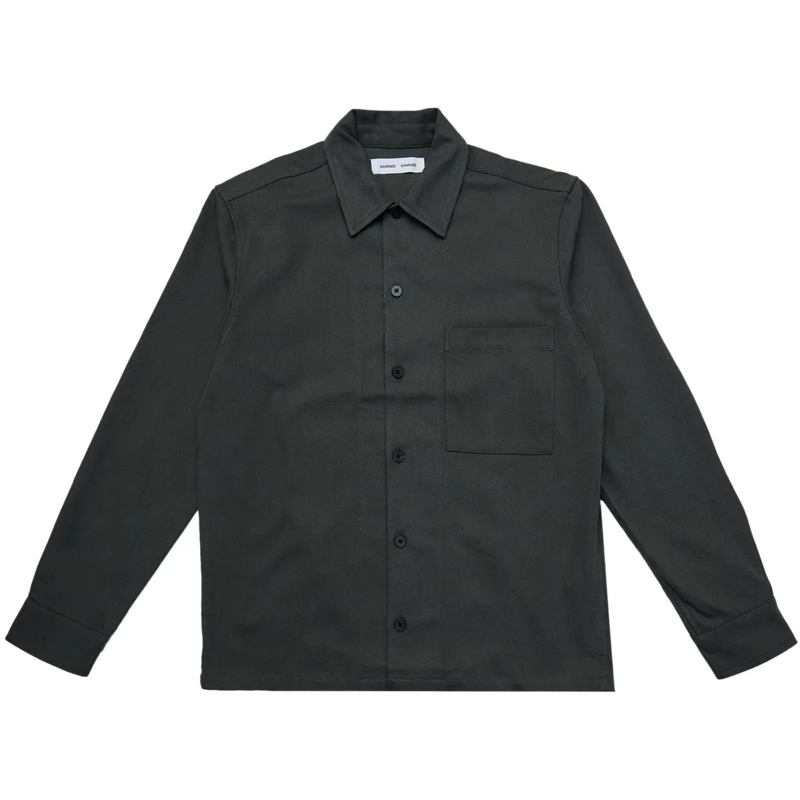 Samsøe Samsøe Legeres Oberteil Camicia Overshirt Sadamon Verde Scuro grün