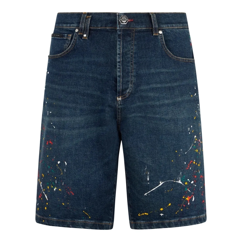 Philipp Plein Shorts Denim Shorts Paint blau