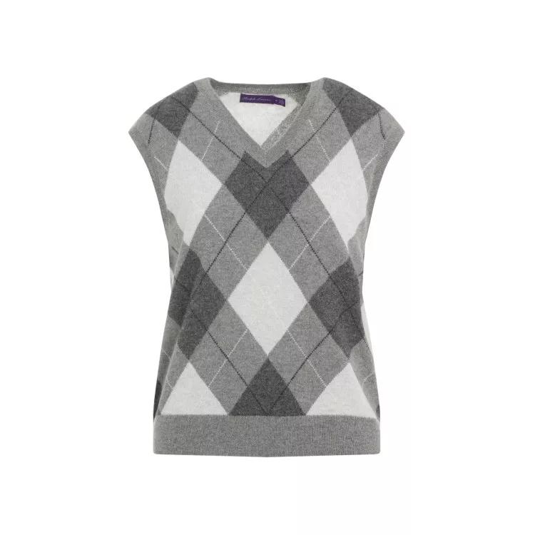 Ralph Lauren X Purple Label - Gray And White Vest Sweater - Größe XL - gray