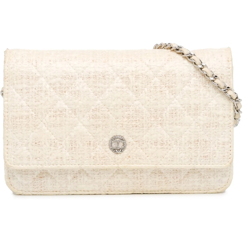 Chanel Schultertasche CC Coated Tweed Wallet On Chain braun