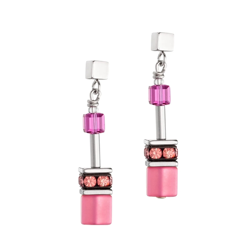 COEUR DE LION Ohrstecker GeoCUBE® Iconic Ohrringe pink