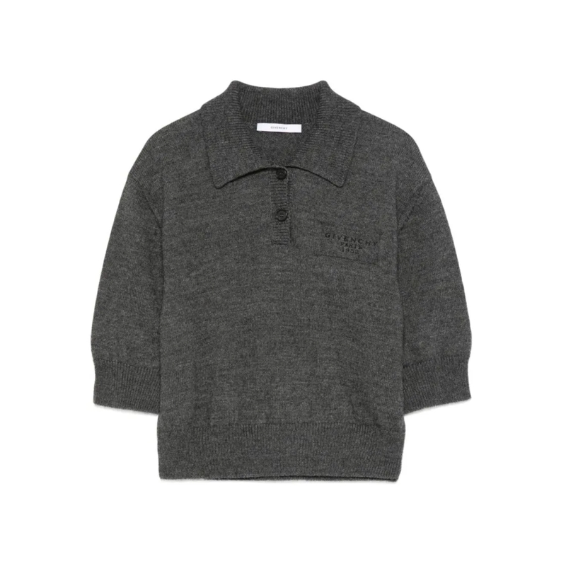 Givenchy T-shirt Cropped Knit Top Grey