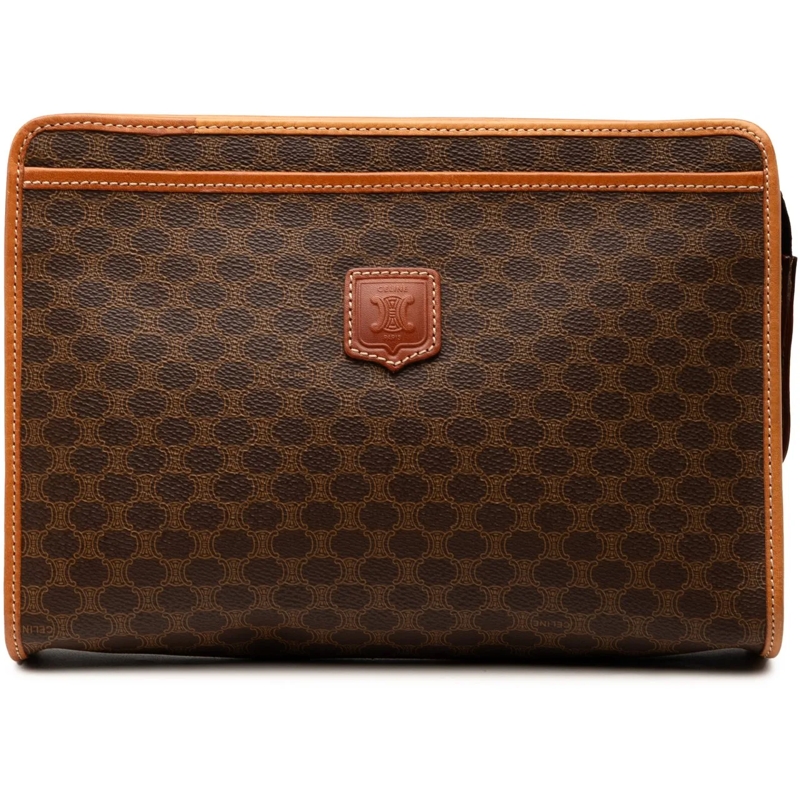 Celine Clutch Macadam Coated Canvas Clutch braun