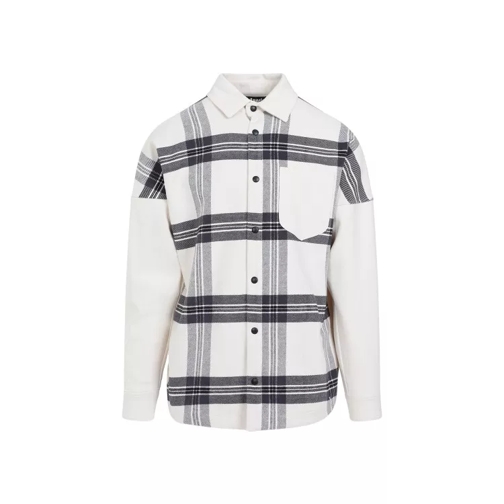 Palm Angels Back Logo Check Off White Cotton Overshirt White 