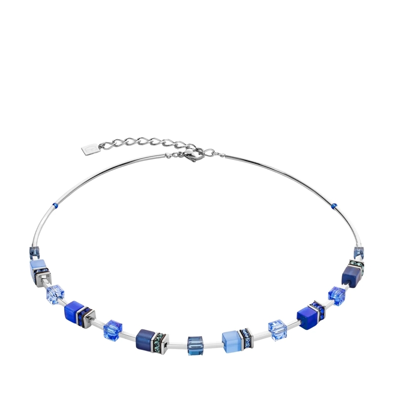 COEUR DE LION Mittellange Halskette GeoCUBE® Iconic Lite Halskette blau