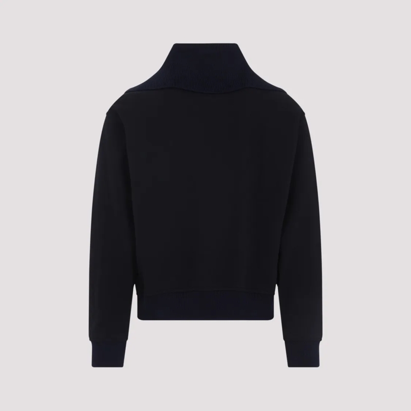 Jil Sander  High Collar Half-Zip Sweatshirt With Ribbed Detail Black