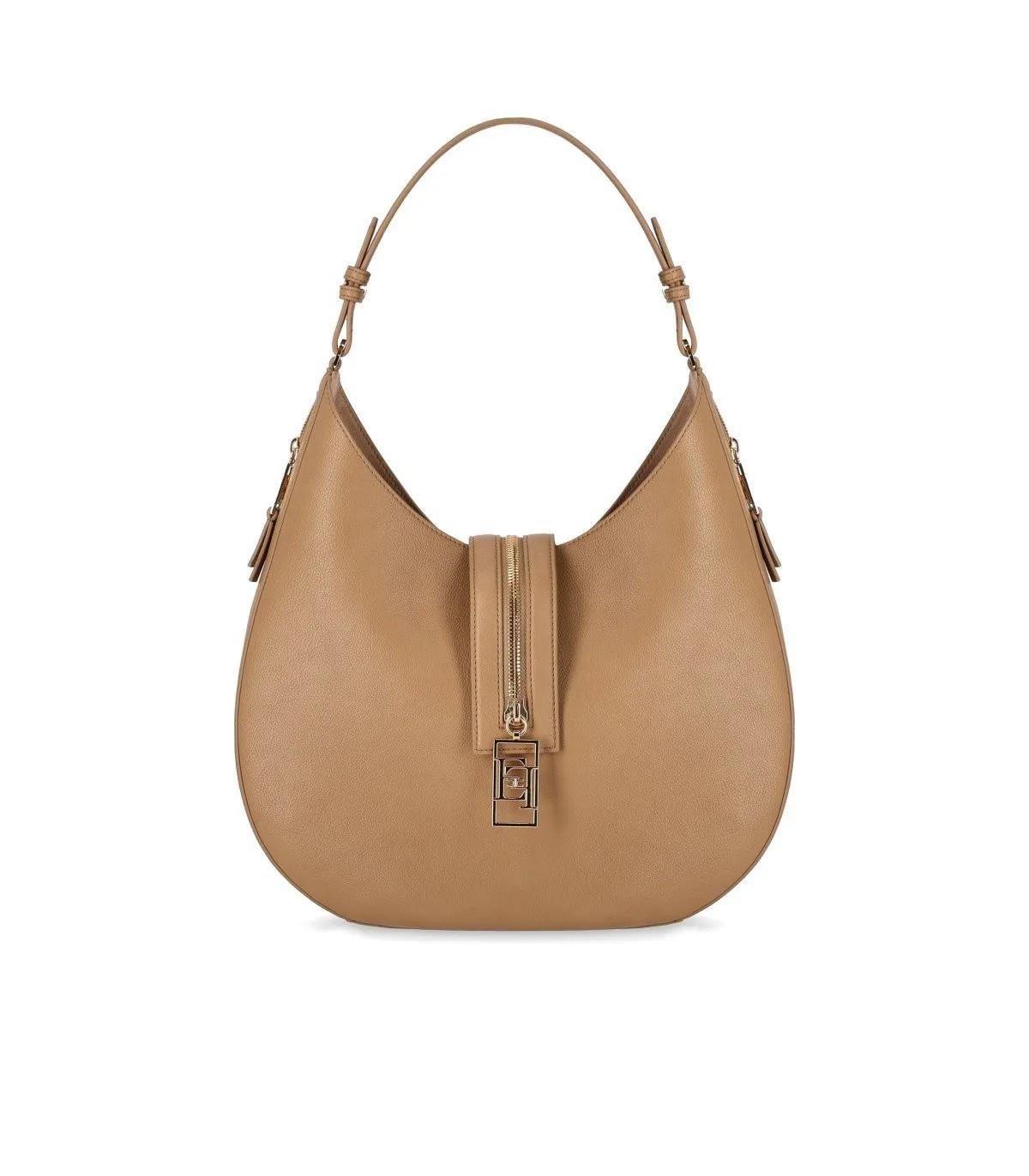 Elisabetta Franchi Shopper - ELISABETTA FRANCHI CAMEL SCHULTERTASCHE MIT REISSV - Gr. unisize - in Beige - für Damen