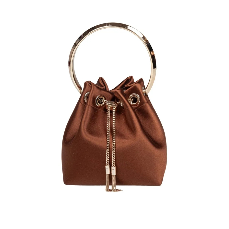 Jimmy Choo Sac à bandoulière Bon Bon Fuq Satin Handbag, Bronze Color Brown