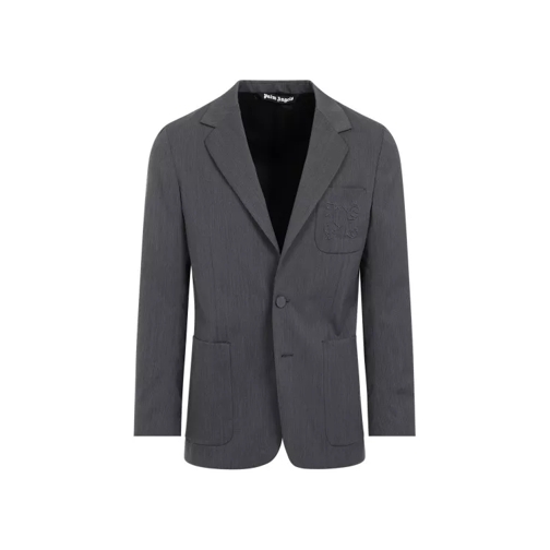 Palm Angels Monogram Pocket Light Grey Polyester Blazer Grey 