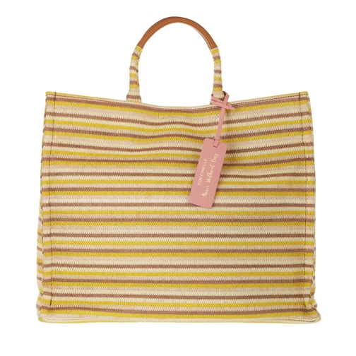 Coccinelle Handbag Woven Paper Fabric Multi Sorbet/Caramel Rymlig shoppingväska