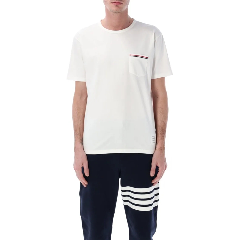 Thom Browne T-shirt Medium-Weight Cotton T-Shirt With Chest Pocket White