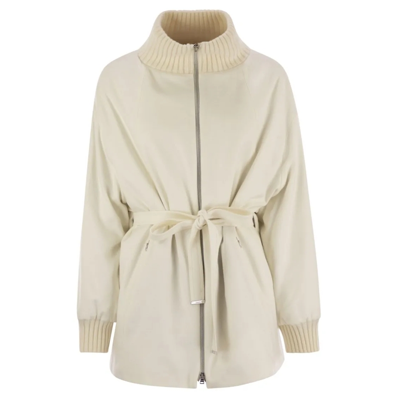 Herno  Silk And Cashmere Jacket With Belt Neutrals