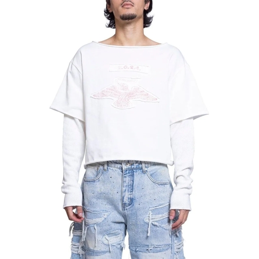 424 T-Shirts DOUBLE SLEEVE TEE JERSEY AND THERMAL WHITE weiß