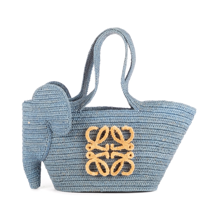 Loewe Crossbody Bag Elephant Raffia Tote blau