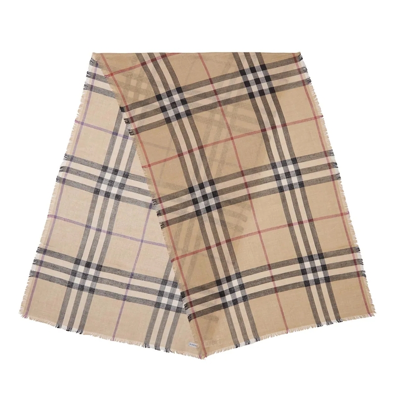 Burberry Leichter Schal Check Gauz Scarf Beige