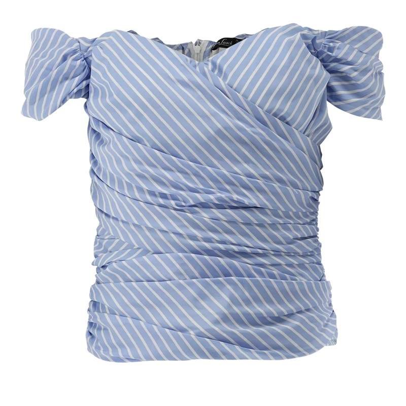 VAN LAACK Bluse Bluse Slim Fit Streifen blau