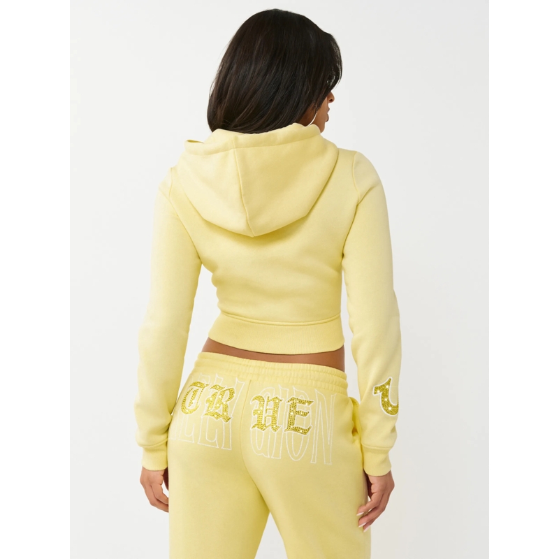 True Religion  - Zip-Hoodie- Verkürzte Form- Figurbetont- Gest blau(Image 4)